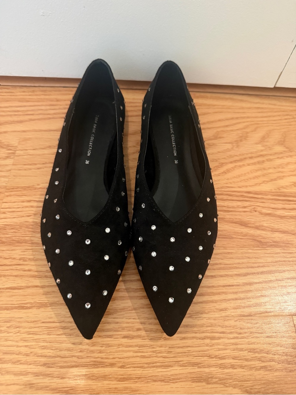 Zara Pointed Black Studded Women’s Flats